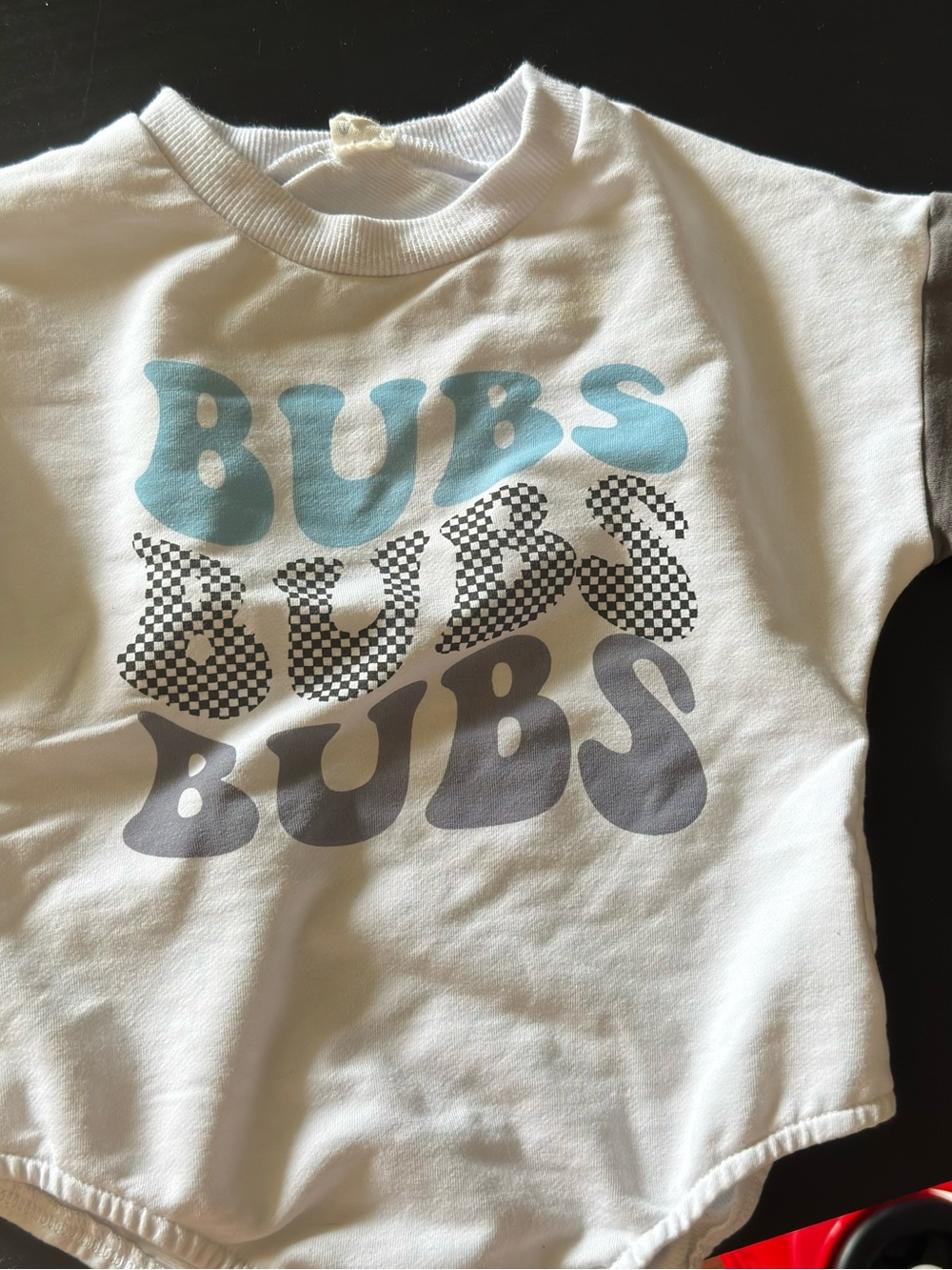 SHEIN White Bodysuit with Blue and Gray Graphic